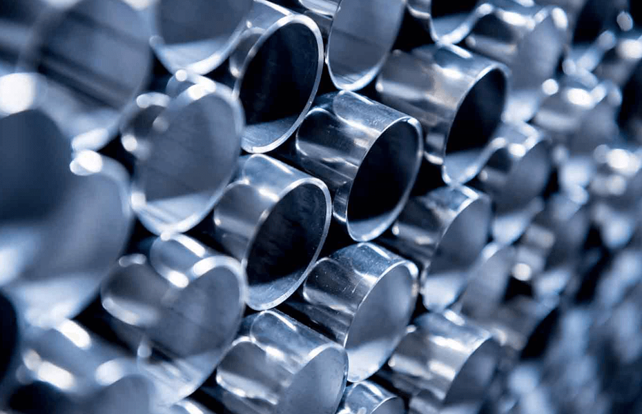 a stack of metal pipes